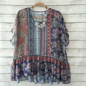 LOGO by Lori Goldstein Chiffon Ruffle Top